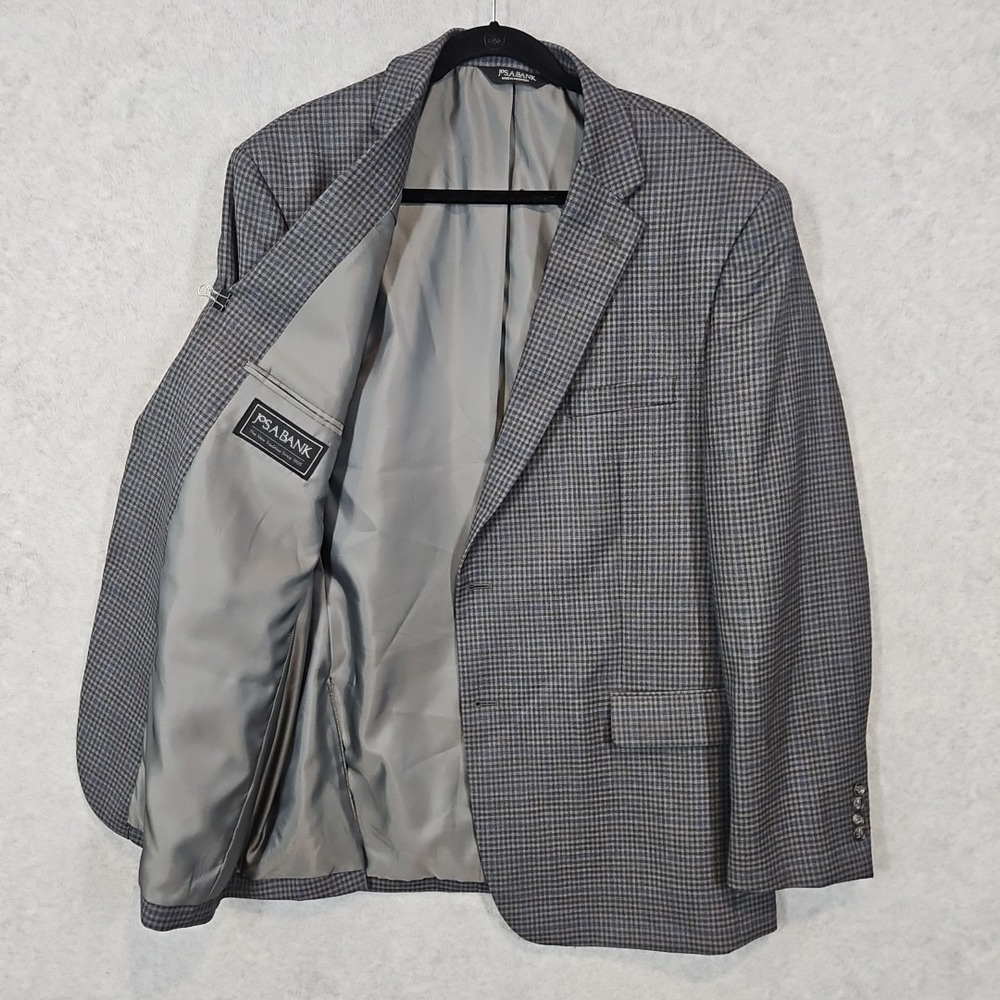 Jos. A. Bank Mens Executive 100% Wool Traditional Fit Blazer Gray Plaid • 46L